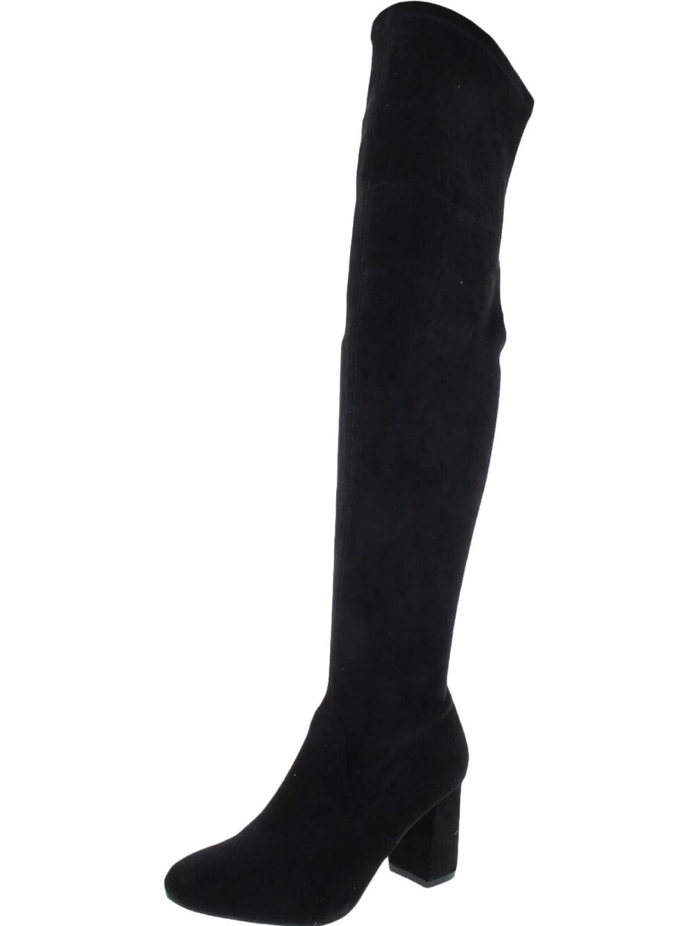 Black Over-the-Knee Faux Suede Block Heel Boots